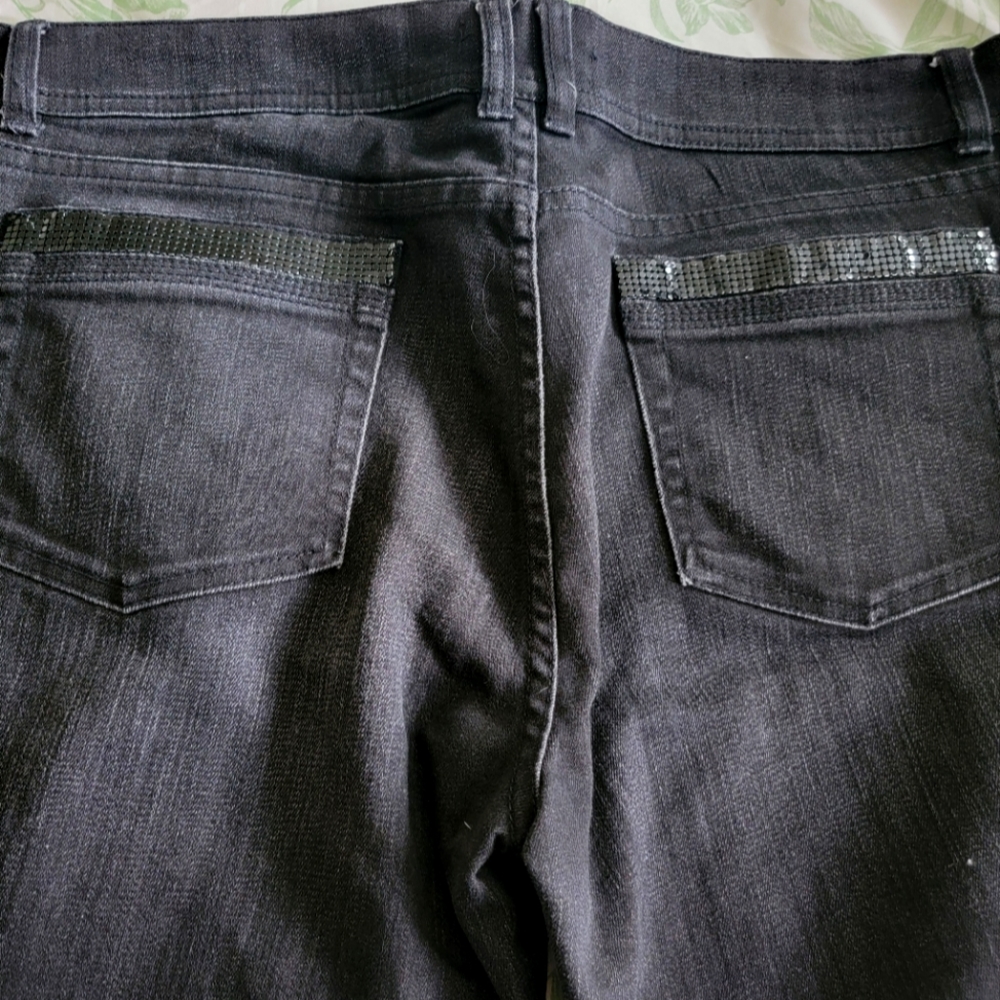 White House Black Market Black Embellished Jeans 16R